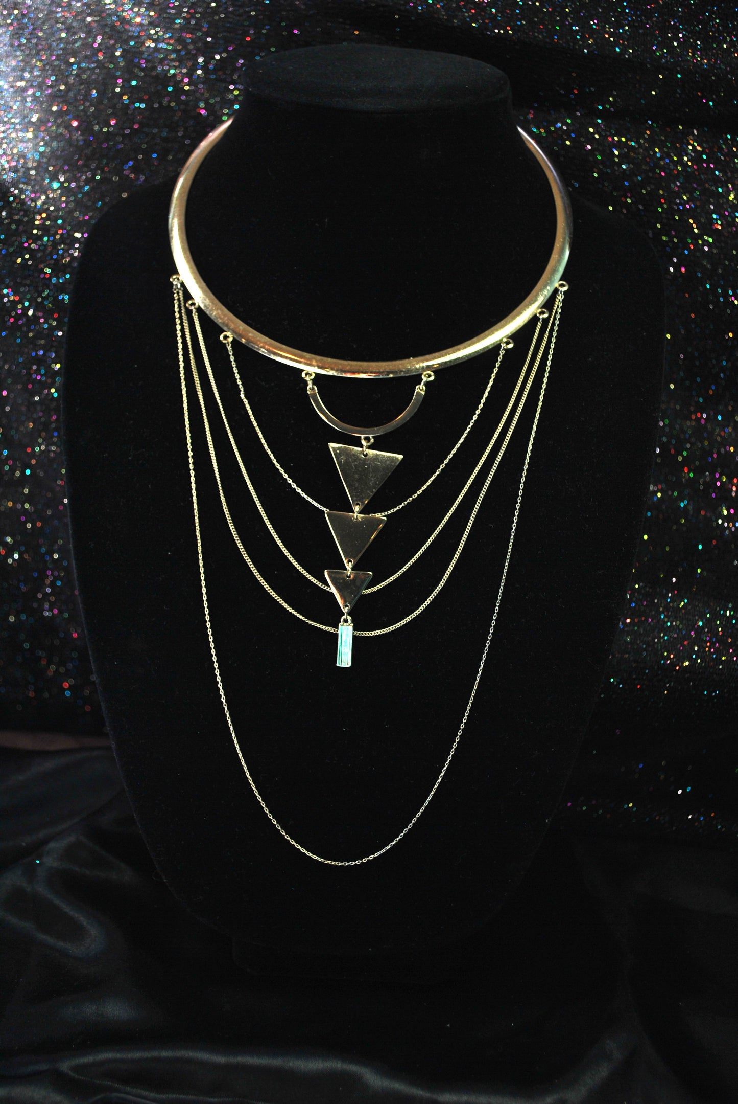 Gd-toneMulti Strand Layered Triangle Chain Necklace