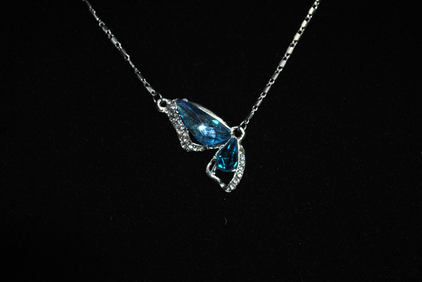 Blue Swarovski Crystal Butterfly Necklace