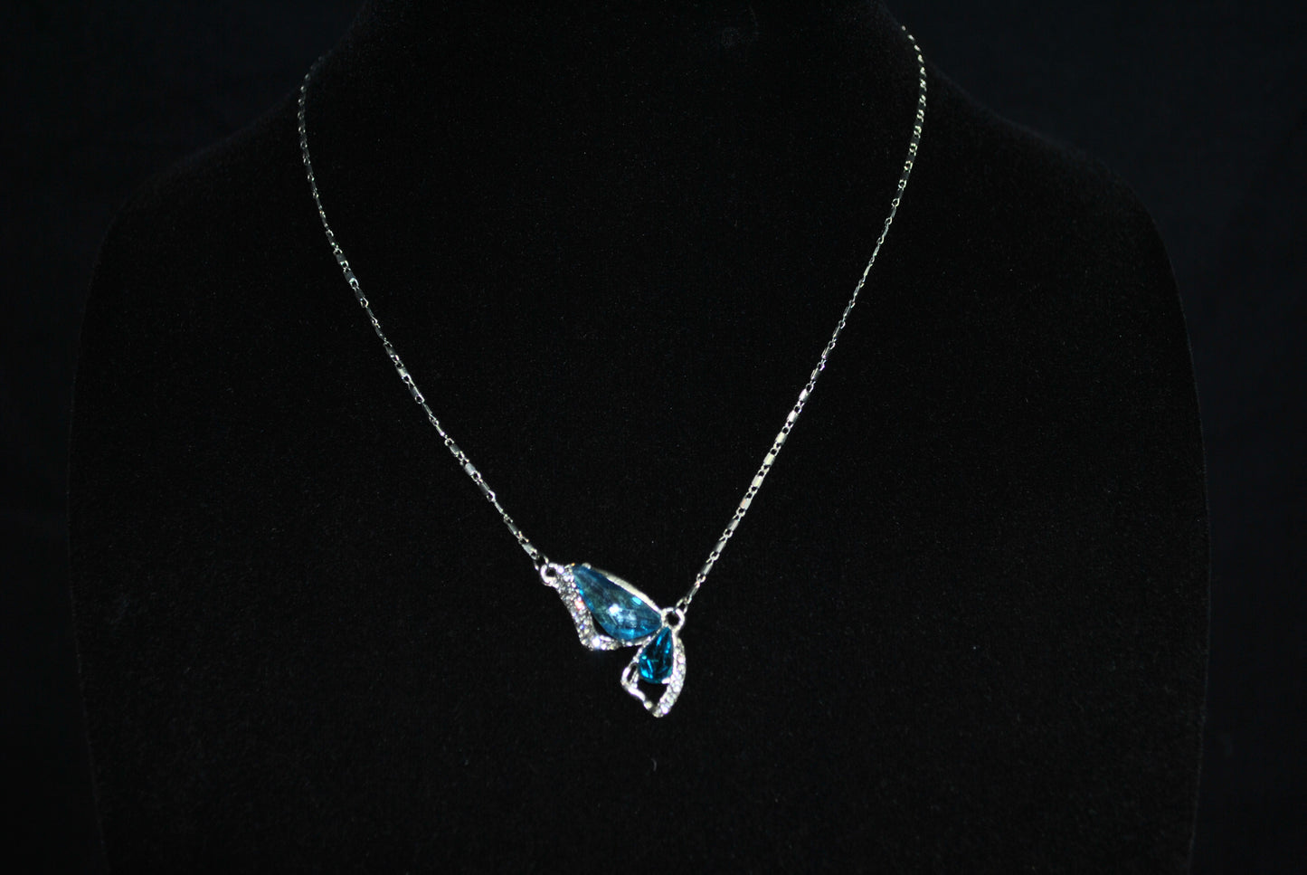 Blue Swarovski Crystal Butterfly Necklace