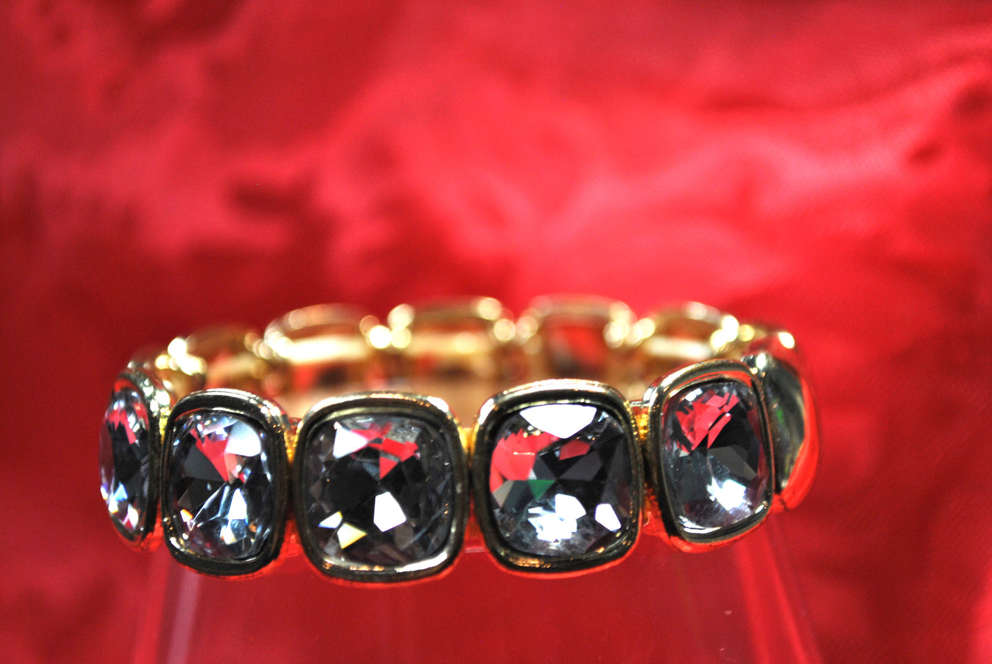 Gold tone & Crystal Bead Stretch Bracelet