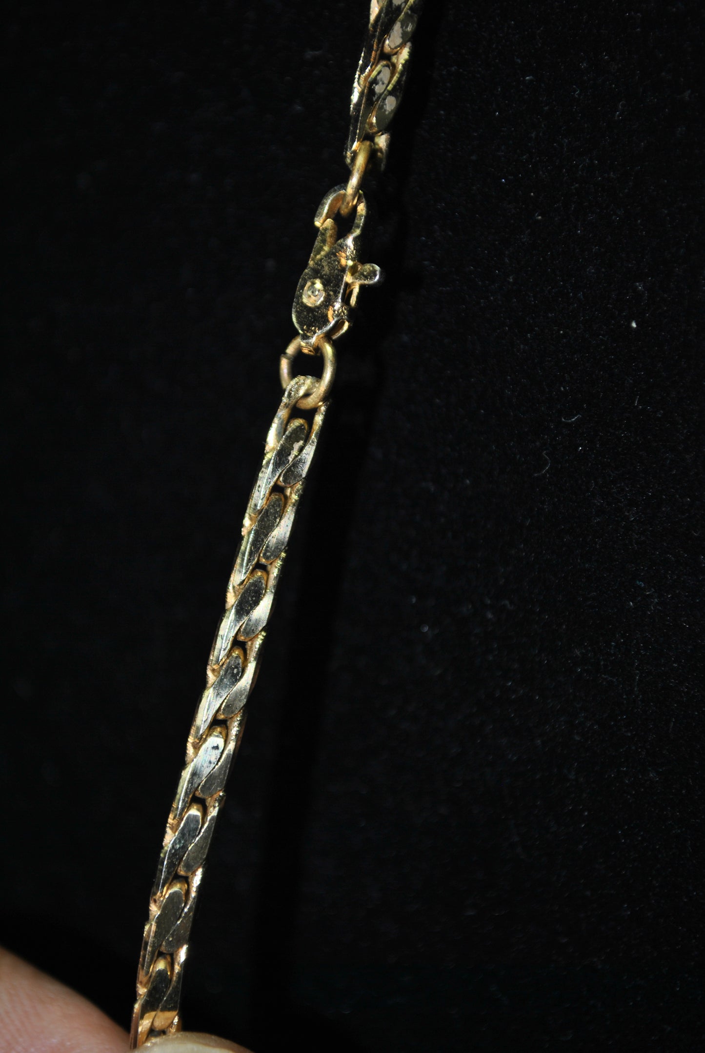 Brushed Gold-Tone Teardrop- Rolled Cone Pendent & Chain