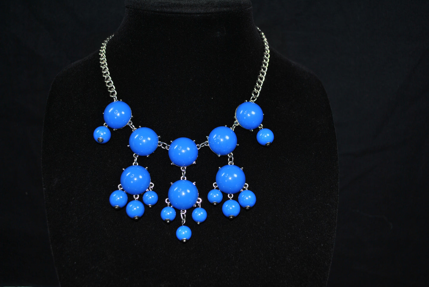 Blue Bib Chandelier Half Bubble Statement Necklace