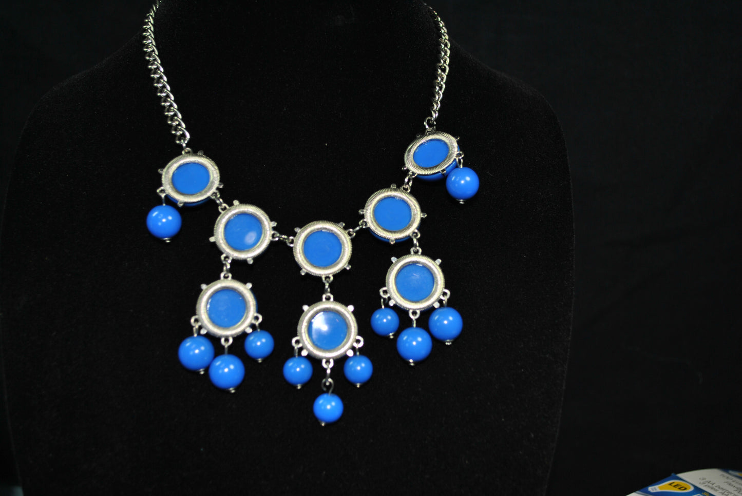 Blue Bib Chandelier Half Bubble Statement Necklace