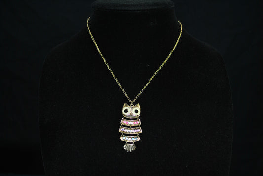 Vintage/Retro Claires Hinged Owl Pendent and Chain