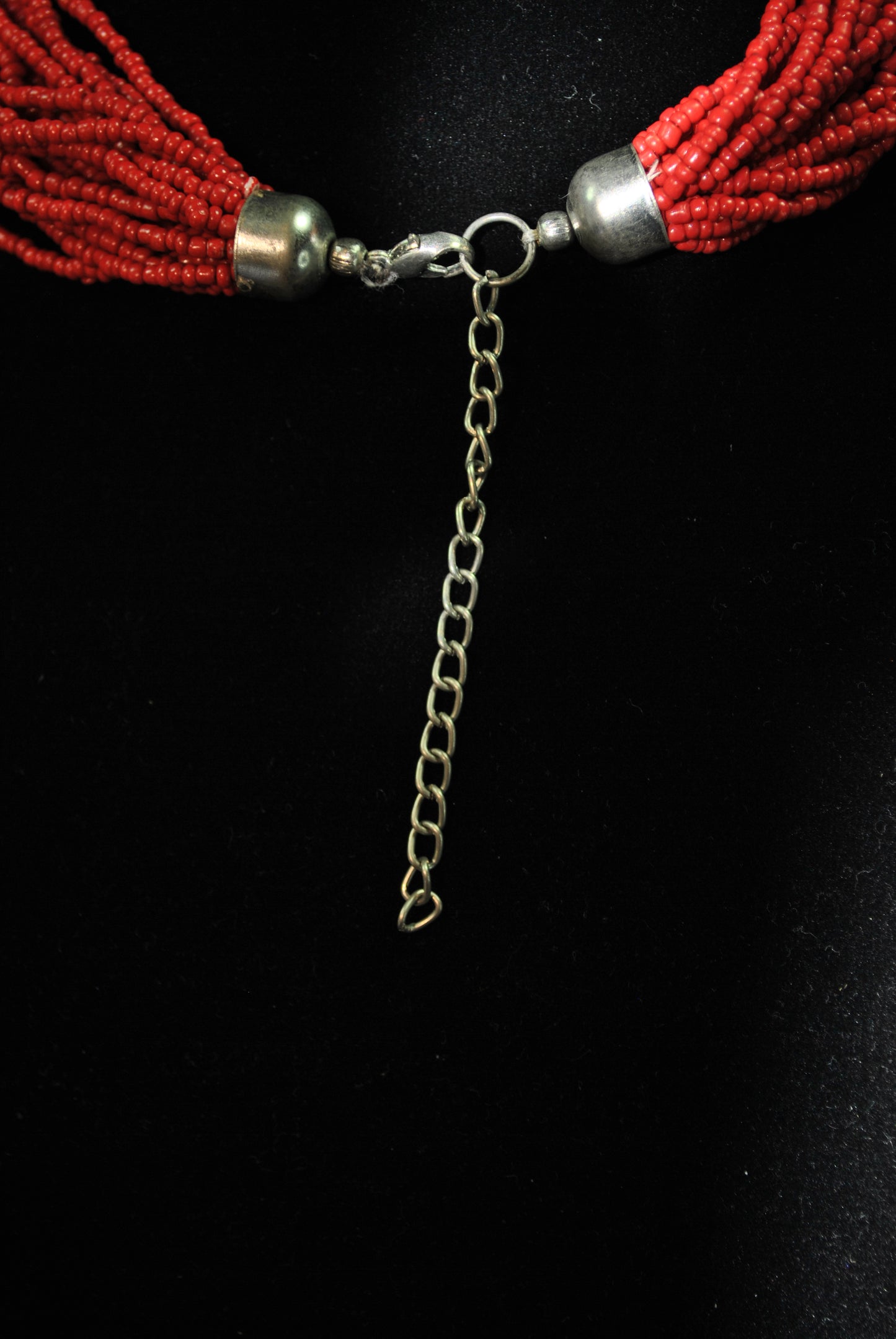 Red Seed Bead Knot Necklace