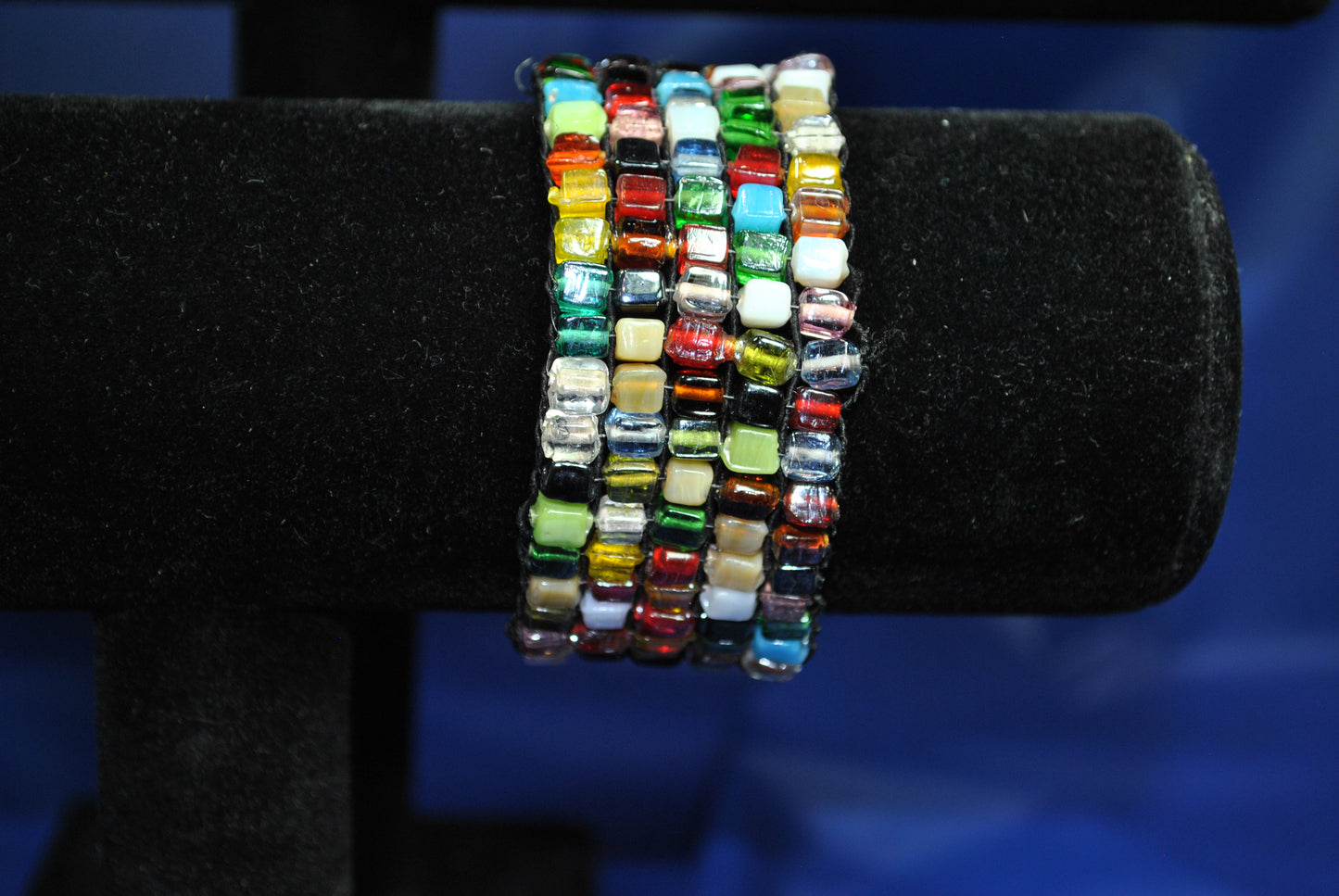 Multi Color Square Mosaic Bead Stretch Bracelet